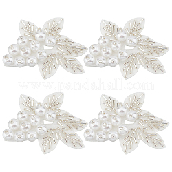 Ahandmaker 4 pz foglia applique con perla, toppa bianca cucita su perla per cucire toppe ricamate con perline floreali per accessori per costumi da sposa fai da te da sposa