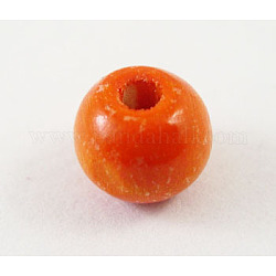 Природных шарики древесины, рондель, без свинца, окрашенные, оранжевые, бусины : 8 мм диаметром, отверстие: 3 мм