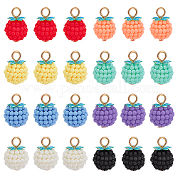 Nbeads 96Pcs 8 Colors Rubberized Style ABS Plastic Pendants, with Iron Loops, Golden, Berry, Mixed Color, 18x12mm, Hole: 4x3mm