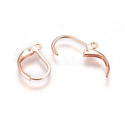 304 Stainless Steel Leverback Earring Findings, with Loop, Rose Gold, 16x10x2mm, Hole: 1.4mm, Pin: 0.7x0.9mm
