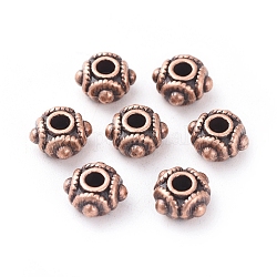 Tibetan Red Copper Metal Beads, Lead Free & Cadmium Free, Rondelle, 8x5mm, Hole: 2mm