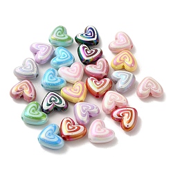 Perles acryliques plaquées ab, cœur, couleur mixte, 14.5x17x7.5mm, Trou: 2.3mm