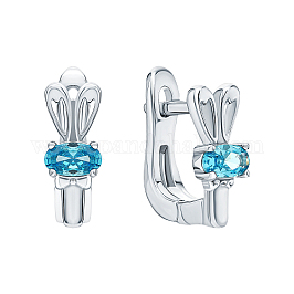 Антикоррозийное покрытие родием 925 серьги-кольца из стерлингового серебра с микропаве из кубических цирконий, кролик, платина, 15x5 мм