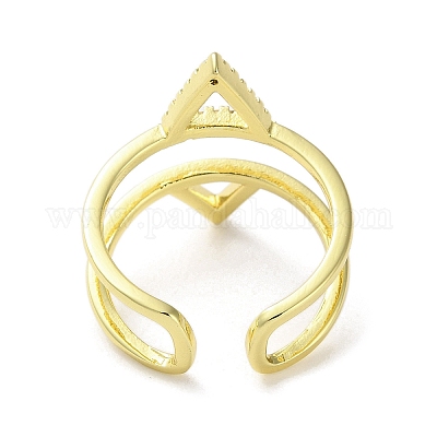 Латунное треугольное открытое кольцо-манжета&nbsp;LS-RJEW-A042-02-1