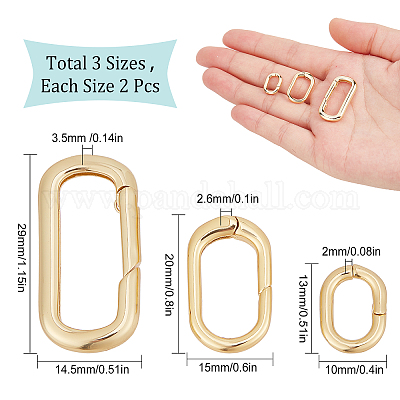 Wholesale SUNNYCLUE 1 Box 6Pcs 3 Sizes Brass Oval Key Rings Spring Gate Ring  18k Gold Keychain Carabiner Lock Clasps Connector Fastener for Jewellery  Making Keychains Bag Purse Handbag Strap Crafting Supplies 