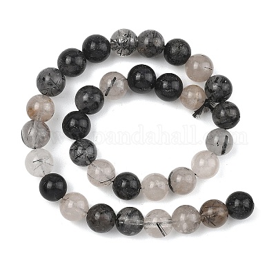 Натуральный турмалированный кварц / черный рутиловый кварц&nbsp;G-D361-01A-6-7mm-1