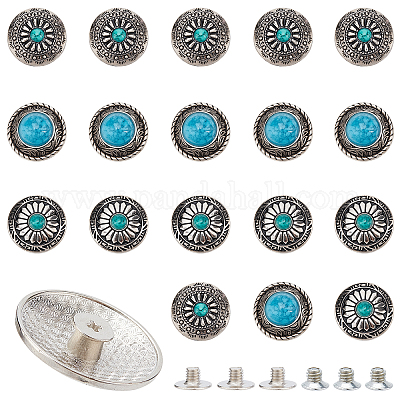 Shop GORGECRAFT 12Pcs 30mm Screw Back Buttons Concho Screw Back 6 Colors  Replacement Vintage Western Style Turquoise Round Flower Buds Buttons for  DIY Leather Craft Fabrics Sewing Bags Decoration for Jewelry Making 