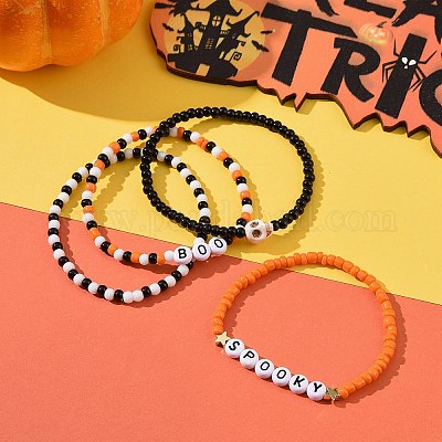 Halloween Bracelet Gold Skull Bracelet Beaded Stretch -  Canada