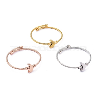 3Pcs BANGLES New Fashion Classic Womens Bangles For Women metal Gold Color  CZ Crystal Bracelet Cuff Simple Trendy Jewelry