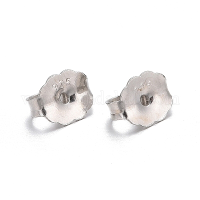 925 tuerca para pendientes de plata de ley chapada en rodio antideslustre&nbsp;STER-E041-11B-1