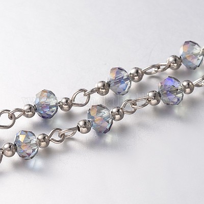 Vintage Czech 4 Strand Bracelet Pearl Rhinestone Rondelle Glass Beads