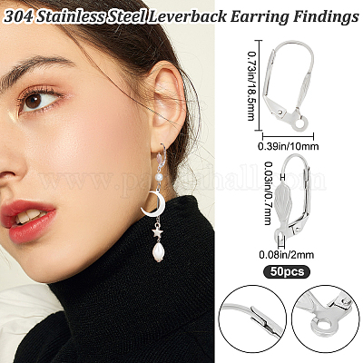 50 шт. фурнитура для сережек из нержавеющей стали 304 STAS-BBC0004-07-1