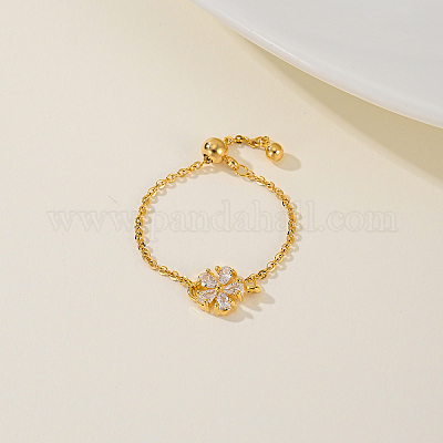 Bracciale Regolabile Con Fiore Placcato Oro 18k, Mgutillart Alla Moda