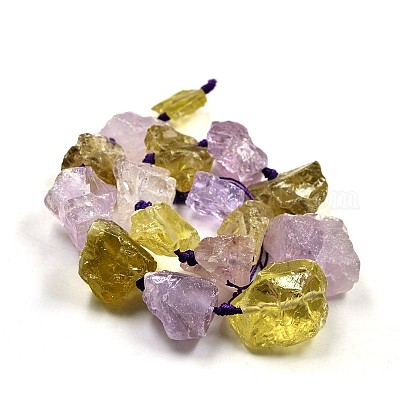 Самородки натурального лимонного кварца и аметиста бусы пряди G-N0135-09-1