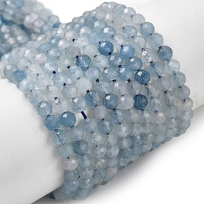 Природные Аквамарин бисер нитей&nbsp;G-F509-10-4mm-1