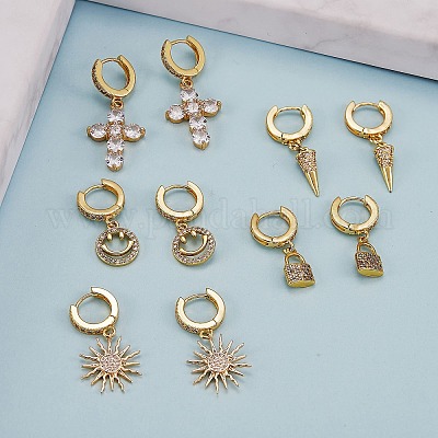 Boucles D'oreilles Pendantes Coniques – Argenté – Occasion Très Bon état