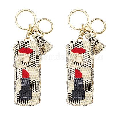 2pcs Lipstick Keychain Holder Storage Bag Lip Balm Lip Pouch Bags