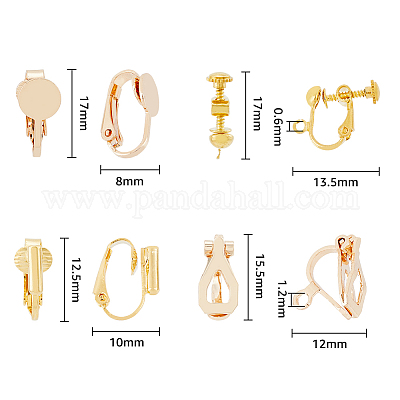 32 шт. 8-х стилевые латунные клипсы-серьги&nbsp;KK-HY0001-04-1
