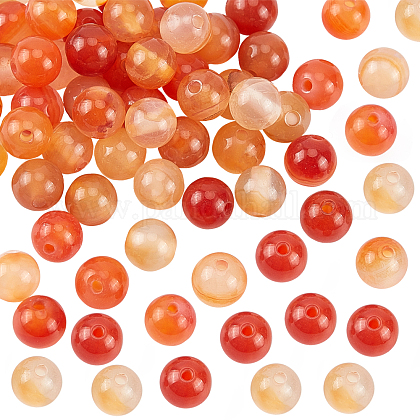 OLYCRAFT 62Pcs Natural Red Agate Beads Strands 6mm Grade A Natural Stone Beads Crystal Energy Stone Round Orange Red Beads for Jewelry Making DIY G-OC0001-92A-1