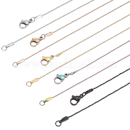 Benecreat 10pcs 5 couleurs 304 colliers de chaîne serpentine en acier inoxydable pour hommes femmes NJEW-BC0001-10-1