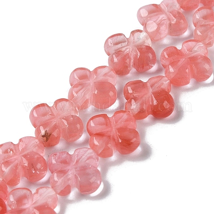 Chapelets de perles en verre de quartz de cerise G-M418-D05-01-1