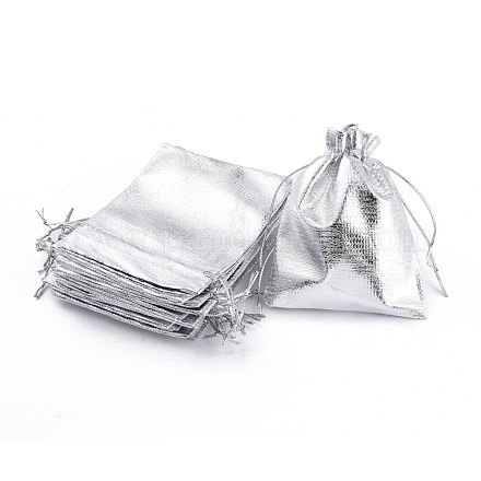 オーガンジーバッグ巾着袋  長方形  銀  12x9cm OP-S009-12x9cm-01-1
