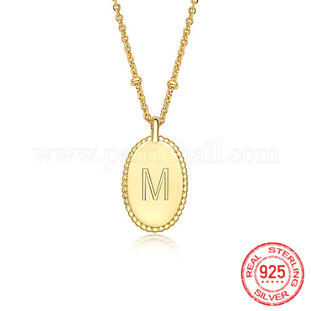 925 collar con colgante ovalado con inicial de letra de plata de ley para mujer. EL6437-2-1