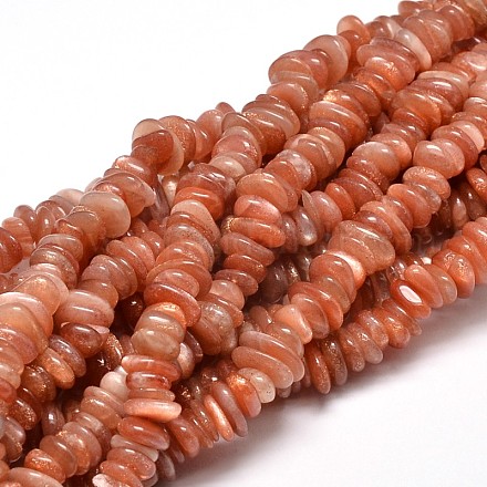 Natural Sunstone Chip Beads Strands G-E271-64-1