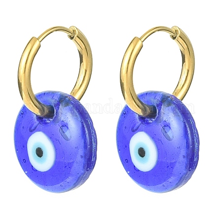 Boucles d'oreilles cerceaux pendantes au chalumeau bleu mauvais œil EJEW-JE05276-02-1