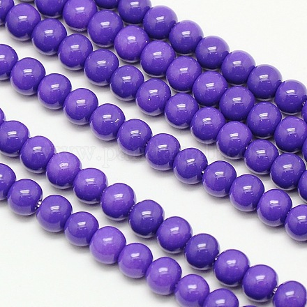 Eco-Friendly Round Baking Paint Glass Beads Strands HY-A003-4mm-RV36-1