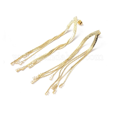Серьги-гвоздики с латунной цепочкой и кисточками для женщин EJEW-P214-08G-1