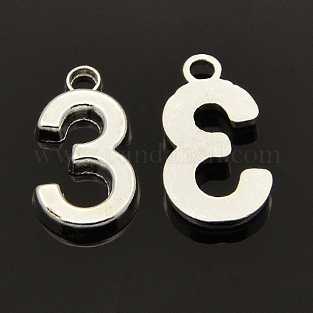 Rack Plated Zinc Alloy Number Charms PALLOY-A062-3S-NR-1