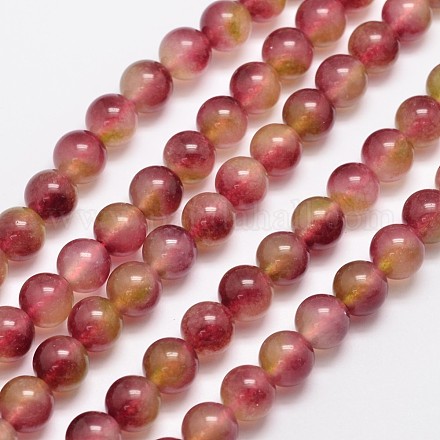 Chapelets de perles en jade de malaisie naturelle et teinte G-A146-10mm-C02-1