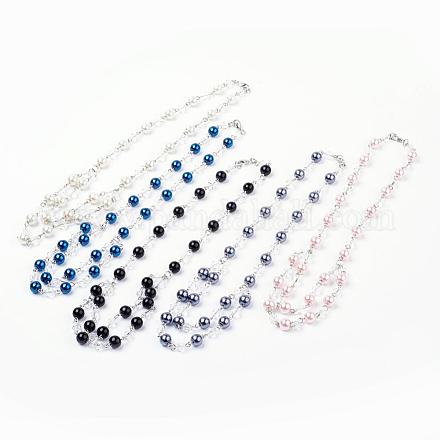 Colliers de perles de verre perles à plusieurs niveaux NJEW-JN01977-1