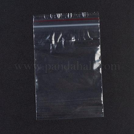 プラスチックジップロックバッグ  再封可能な包装袋  トップシール  セルフシールバッグ  長方形  レッド  11x7cm  片側の厚さ：1.1ミル（0.028mm） OPP-G001-E-7x11cm-1