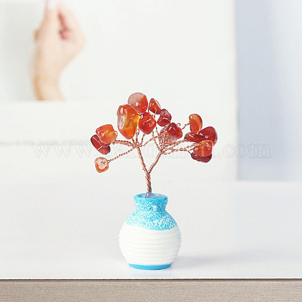 Resin Vase with Natural Carnelian Chips Tree Ornaments BOHO-PW0001-086B-03-1