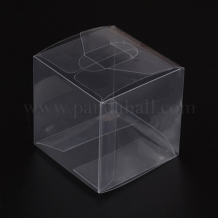 透明なプラスチック製のペットボックスのギフト包装  防水折りたたみカートン  キューブ  透明  3x3x3cm CON-WH0052-3x3cm-1