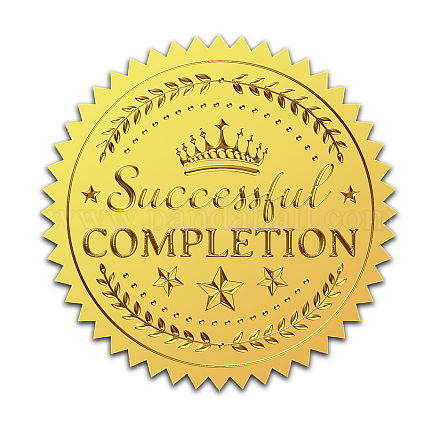 Craspire 25 pièces feuille d'or autocollants en relief couronne 2 pouces réussite auto-adhésif certificat sceaux médaille décoration autocollant pour l'obtention du diplôme notaire d'entreprise sceaux enveloppes diplômes récompenses DIY-WH0211-350-1