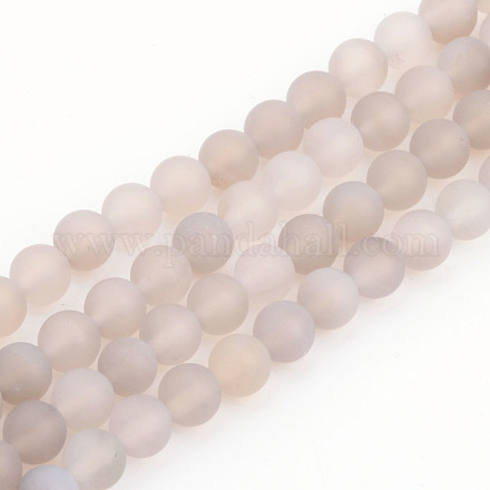 Chapelets de perles en agate grise naturelle X-G-H055-4mm-1