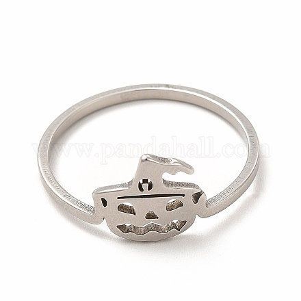 304 anello da dito a forma di zucca di Halloween in acciaio inossidabile per donna RJEW-K239-02P-1