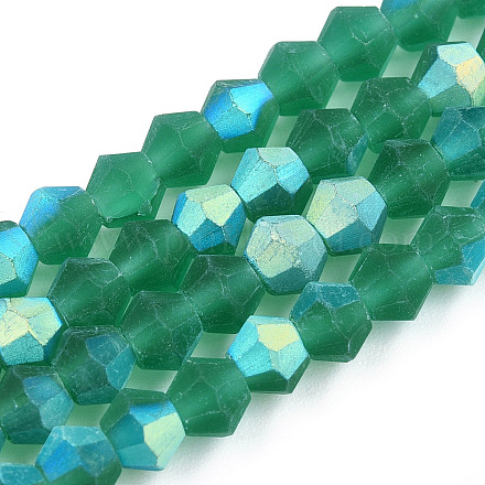 Imitano i fili di perle di vetro smerigliato bicono di cristallo austriaco GLAA-F029-TM4mm-A10-1