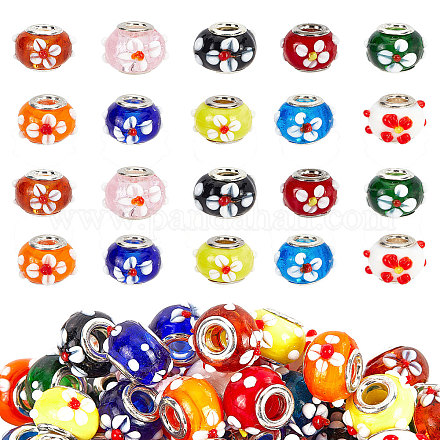 10 Farben handgefertigte Bunte Malerei europäische Perlen LAMP-PH0002-18-1