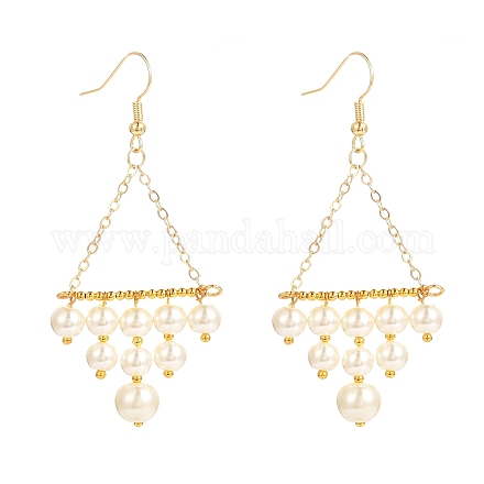 Orecchini pendenti con perle di vetro vintage per regalo donna ragazza EJEW-TA00007-1