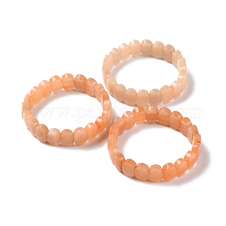 Bracelet extensible perlé ovale en aventurine rouge naturelle G-E010-01E-1