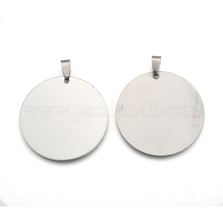 201 pendentifs d'étiquettes vierges rondes plates en acier inoxydable STAS-S030-10-1