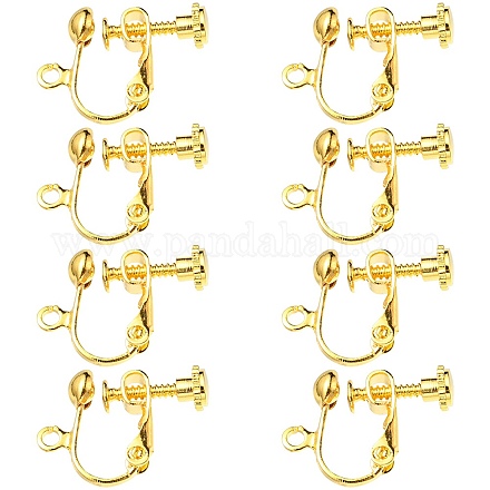 Accessoires de boucle d'oreille clips à vis en laiton plaqué avec pince spirale KK-YW0001-10G-1