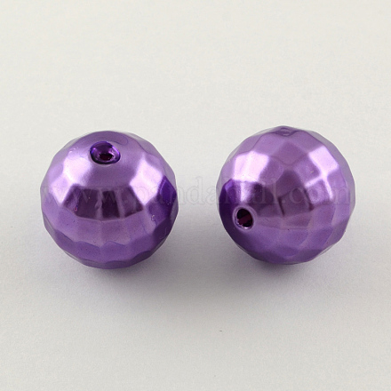 ABS Plastic Imitation Pearl Faceted Round Beads MACR-S251-A64-1