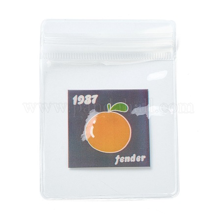 長方形のプラスチック製ジップロックキャンディーバッグ  保存袋  セルフシールバッグ  トップシール  オレンジ柄  8x6x0.2cm OPP-M004-03A-1