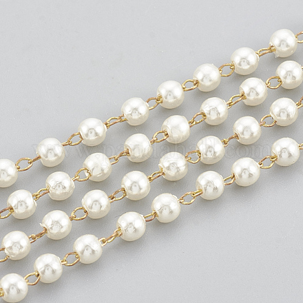 Hecho a mano abs de imitación de plástico de perlas con cuentas cadenas CHC-N015-10-1
