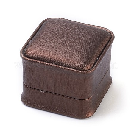 Boîtes à bagues en bois recouvertes de soie imitation OBOX-F004-11A-1